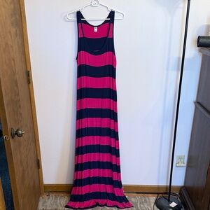 Old Navy Pink and Blue Striped Maxi Dress